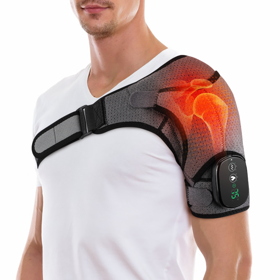 Smart Touchscreen Heated Shoulder Brace — USB-Rechargeable Thermal & Massage Support
