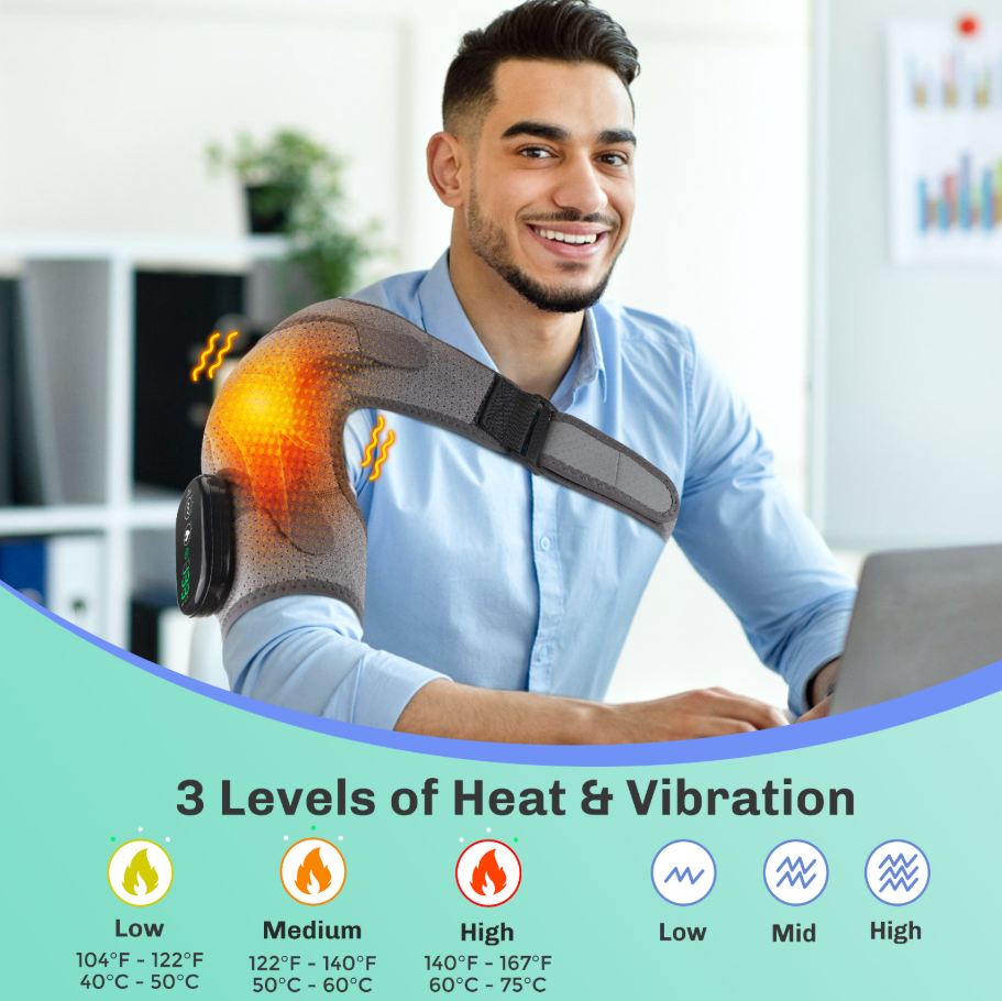 Smart Touchscreen Heated Shoulder Brace — USB-Rechargeable Thermal & Massage Support