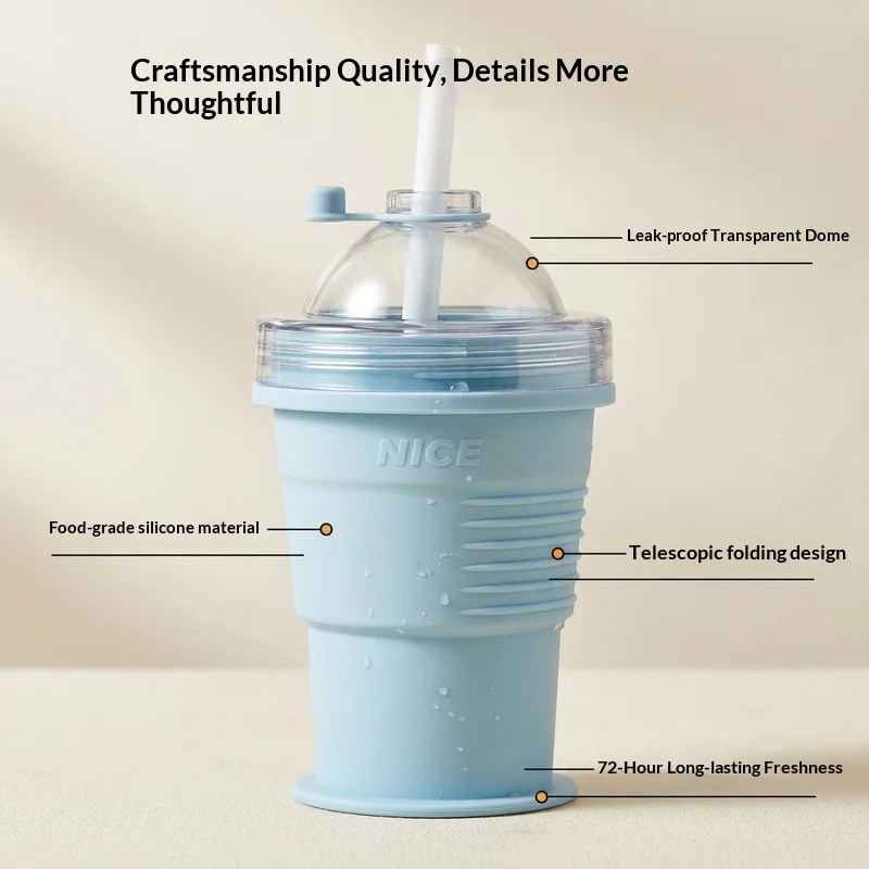 New 💥Collapsible Cup: Portable, Leak-Proof, Retractable Coffee & Iced Drink Cup for Outdoors